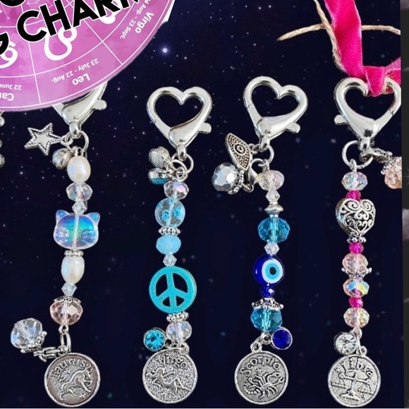 🌸Hand Made Horoscope Bag Charm/Keychain - Picture 3 of 4